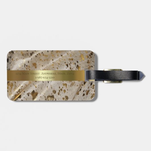 Imitate Lederpattern sauren Wash Gold Metallic Lab Gepäckanhänger (Rückseite horizontal)