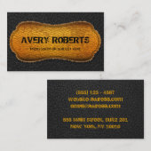 Imitate Lederschwarz gelb Elegant geometrisch Visitenkarte (Vorne/Hinten)