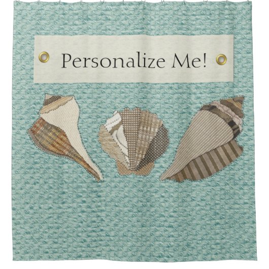 Imitate Leinwand Stoff Personalisiert Seashell App Duschvorhang (Vorderseite)