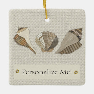 Imitate Leinwand Stoff Personalisiert Seashell App Keramikornament
