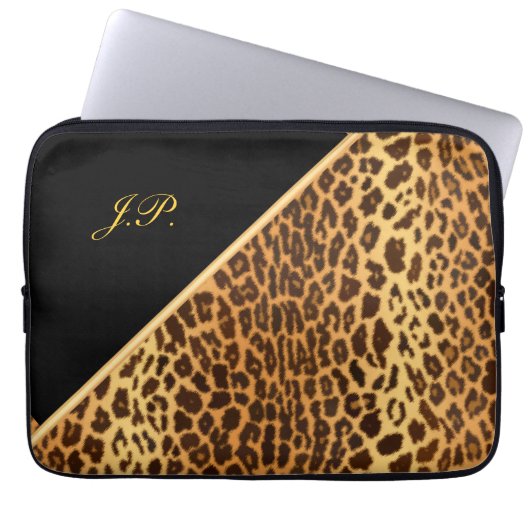 Imitate Leopard Black & Gold Notebook-Sleeves Laptopschutzhülle (Vorderseite)
