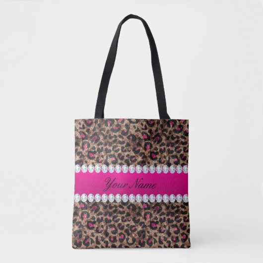 Imitate Leopard Hot Pink Rose Gold Fossil und Diam Tasche (Vorderseite)