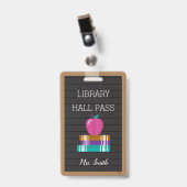 Imitate Letter Board Books & Apple Library Hall Pa Ausweis (Vorderseite mit Clip)