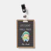 Imitate Letter Board Boy Student Hall Pass Abzeich Ausweis (Vorderseite mit Clip)
