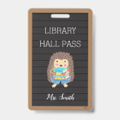 Imitate Letter Board Igel Library Hall Pass Abzeic Ausweis (Vorderseite)