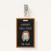 Imitate Letter Board Igel Library Hall Pass Abzeic Ausweis (Vorderseite mit Klammer)
