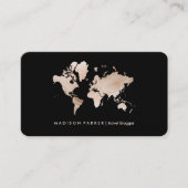 Imitate Light Gold World Map auf Black Visitenkarte (Vorderseite)
