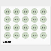 Imitate Light Sage Green Glitzer Wedding Monogram Runder Aufkleber (Blatt)