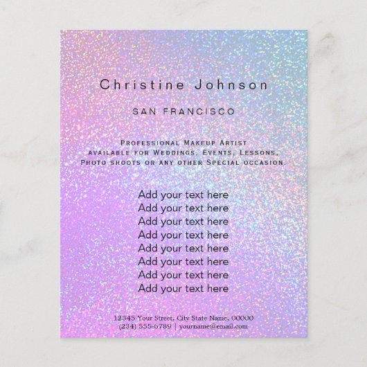 Imitate lila Glitzer Schönheitssalon Flyer (Vorne)