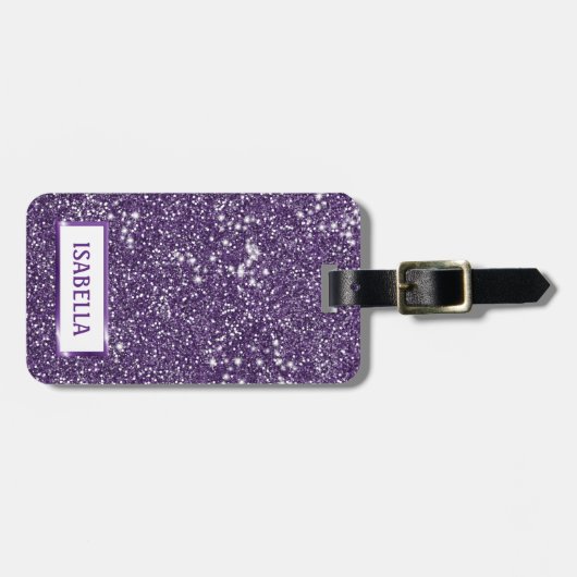 Imitate Lila Glitzer Textur mit benutzerdefinierte Gepäckanhänger (Vorderseite horizontal)
