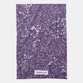 Imitate Lila Glitzer Textur mit Individuelle Name  Geschirrtuch (Vertikal)