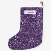 Imitate Lila Glitzer Textur mit Individuelle Name  Kleiner Weihnachtsstrumpf (Rückseite)