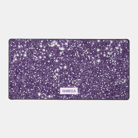 Imitate Lila Glitzer Textur mit Individuelle Name  Schreibtischunterlage (Vorderseite)