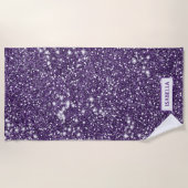 Imitate Lila Glitzer Textur mit Individuelle Name  Strandtuch (Vorderseite)