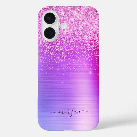 Imitate Lila Metalle, Glitzer, Skriptname Case-Mate iPhone Hülle (Rückseite)