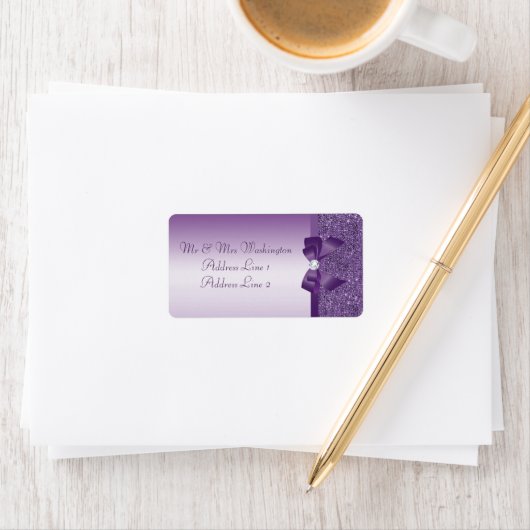 Imitate Lila Sequins Bow Diamond Adressaufkleber (Insitu)