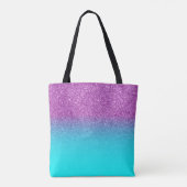 Imitate Lila und Aqua Ombre Glitzer Tasche (Rückseite)