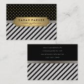 Imitate Linen Black Stripes Polka Dots Visitenkarte (Vorne/Hinten)