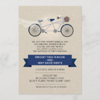 Imitate Linen Dunkelblau Tandem Fahrradhochzeit