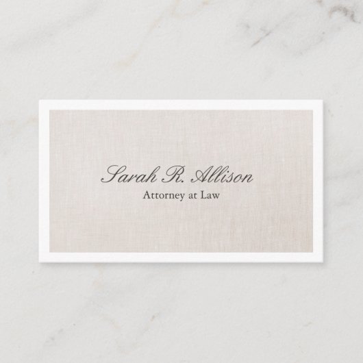 Imitate Linen Elegante Beige Business Card Visitenkarte (Vorderseite)