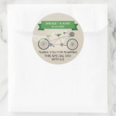 Imitate Linen Green Tandem Bicycle Wedding Runder Aufkleber (Tasche)