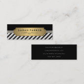 Imitate Linen Metallisches Gold Label Schwarze Str Mini Visitenkarte (Vorne/Hinten)