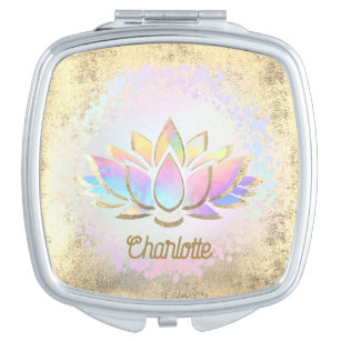 Imitate Logo für die holografische Lotus-Blume Taschenspiegel