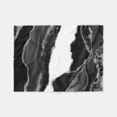 Imitate Marbella Agate Schwarz-weiß Trendy Modern Fleecedecke (Vorderseite (Horizontal))