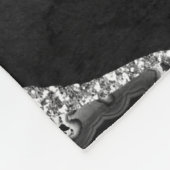 Imitate Marbella Agate Schwarz-weiß Trendy Modern Fleecedecke (Ecke)