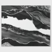 Imitate Marbella Agate Schwarz-weiß Trendy Modern Geschenkpapier (Flach)