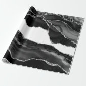 Imitate Marbella Agate Schwarz-weiß Trendy Modern Geschenkpapier (Ungerollt)