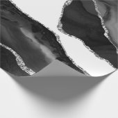 Imitate Marbella Agate Schwarz-weiß Trendy Modern Geschenkpapier (Ecke)
