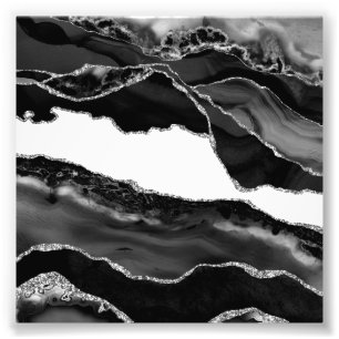 Imitate Marble Agate Schwarz-weiß Trendy Modern St Fotodruck