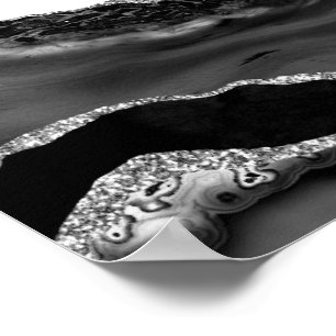 Imitate Marble Agate Schwarz-weiß Trendy Modern St Poster