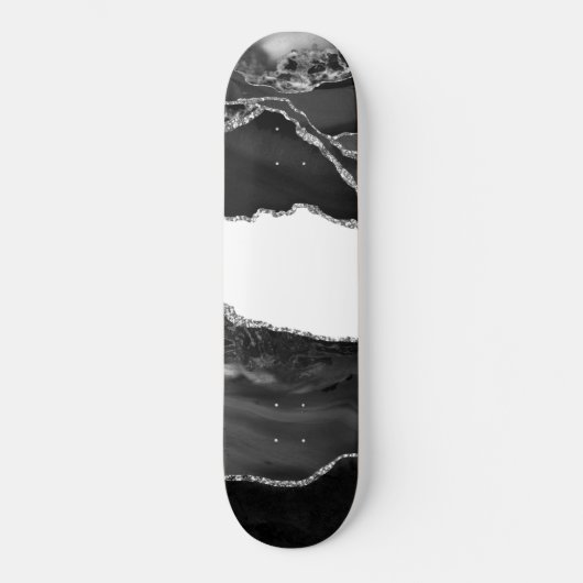 Imitate Marble Agate Schwarz-weiß Trendy Modern St Skateboard (Vorderseite)
