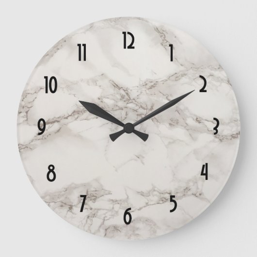 Imitate Marble Alabaster Taupe Tan Abstrakt Große Wanduhr (Vorderseite)