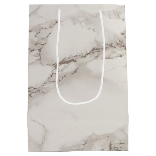 Imitate Marble Alabaster Taupe Tan Custom Geburtst Mittlere Geschenktüte (Rückseite)