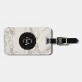 Imitate Marble Alabaster Taupe Tan Monongram Gepäckanhänger (Vorderseite horizontal)