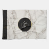 Imitate Marble Alabaster Taupe Tan Monongram Geschirrtuch (Horizontal)