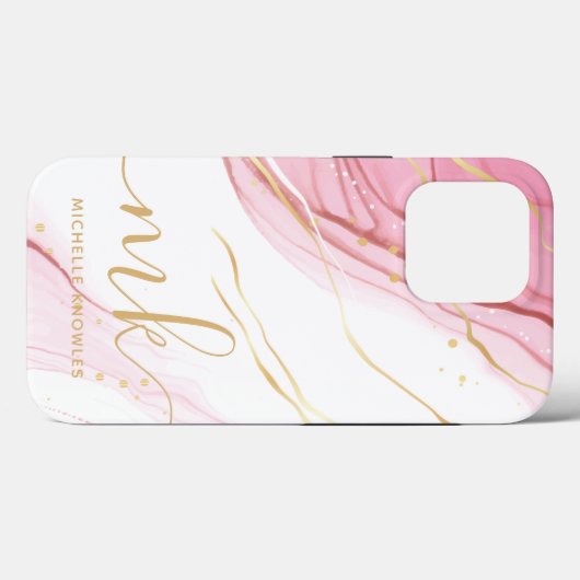 Imitate Marble Geode Monogramm und Name Case-Mate iPhone Hülle (Rückseite (Horizontal))