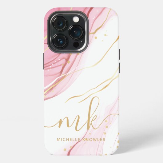 Imitate Marble Geode Monogramm und Name iPhone Hülle (Hinten)