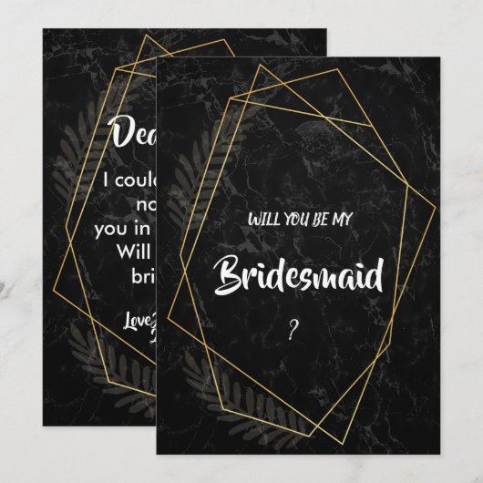 Imitate Marble Geometric Bridesmaid Einladung (Vorne/Hinten)