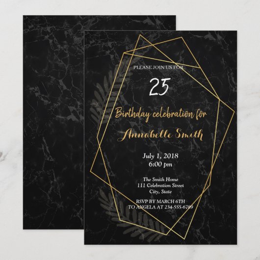 Imitate Marble Geometric Geburtstag Einladung (Vorne/Hinten)
