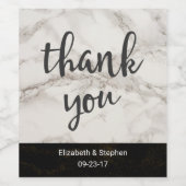 Imitate Marble Taupe Moderne Danke für die Hochzei Weinetikett (Einzelnes Label)