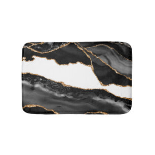 Imitate Marbled Agate Black Stylish Stone Luxury Badematte