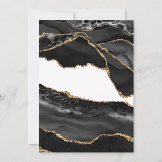 Imitate Marbled Agate Black Stylish Stone Luxury Dankeskarte (Vorderseite)