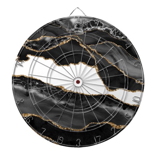 Imitate Marbled Agate Black Stylish Stone Luxury Dartscheibe (vorne)