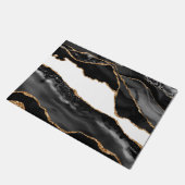 Imitate Marbled Agate Black Stylish Stone Luxury G Fußmatte (Schrägansicht)