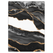 Imitate Marbled Agate Black Stylish Stone Luxury G Klemmbrett (Rückseite)