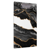 Imitate Marbled Agate Black Stylish Stone Luxury G Klemmbrett (Rechts)